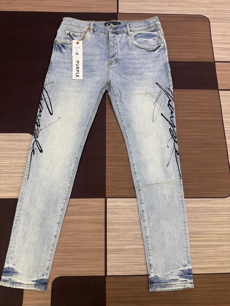 Purple Brand Jeans — Script Light Blue